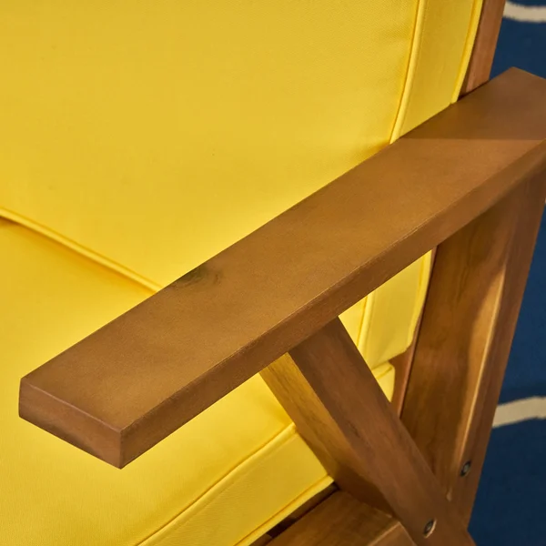 Champlain Outdoor Acacia Wood Rocking Chair and Side Table by Christopher Knight Home - Teak Finish + Yellow