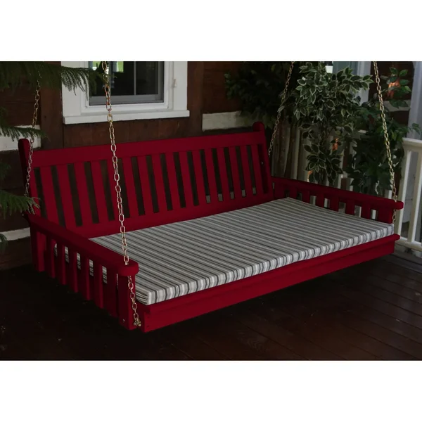 A & L Furniture Yellow Pine Traditional English Swing Bed Tractor Red, Size: 4 ft.