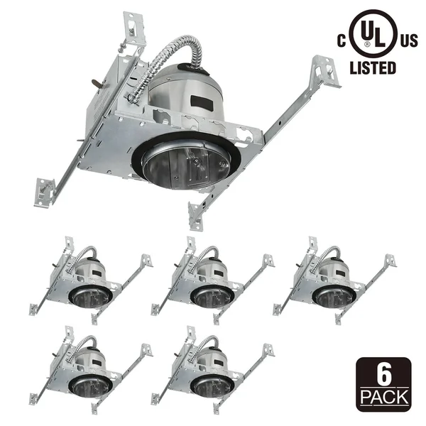 Torchstar 4 inch New Construction Recessed Housing, IC Rated Air Tight Ceiling Downlight Can, E26 Screw Base, UL-Listed, Aluminu