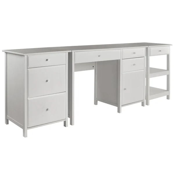 Delta 3-Pc Home Office Set, White, Winsome Wood