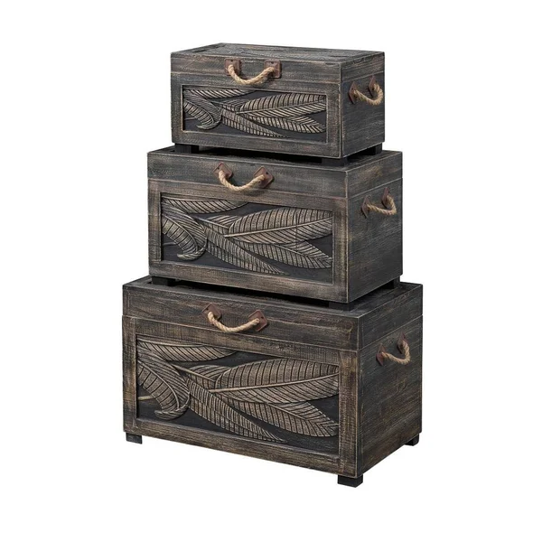 Coast to Coast Imports Tropics Tobacco Wash Nesting Trunks (Set of 3)