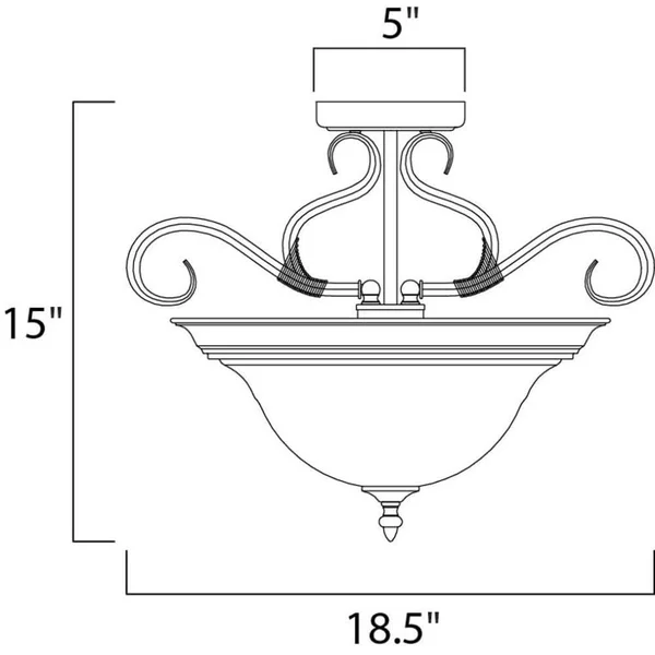 Maxim Lighting Pacific 18.5-in Kentucky Bronze Incandescent Semi-Flush Mount Light - 2652MRKB