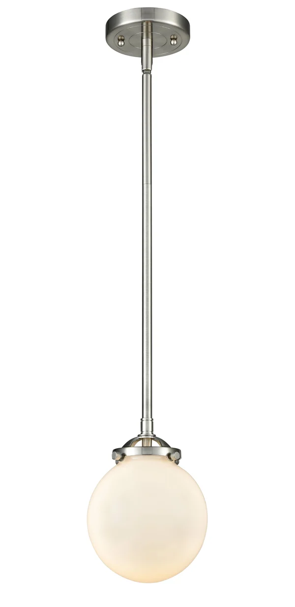Innovations 284-1S-SN-G201-6 1 Light Beacon 6 inch Mini Pendant in Brushed Satin Nickel