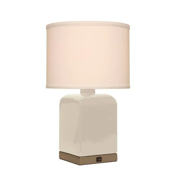 Lowe's Tech White Table Lamp with Fabric Shade - 20T229TW