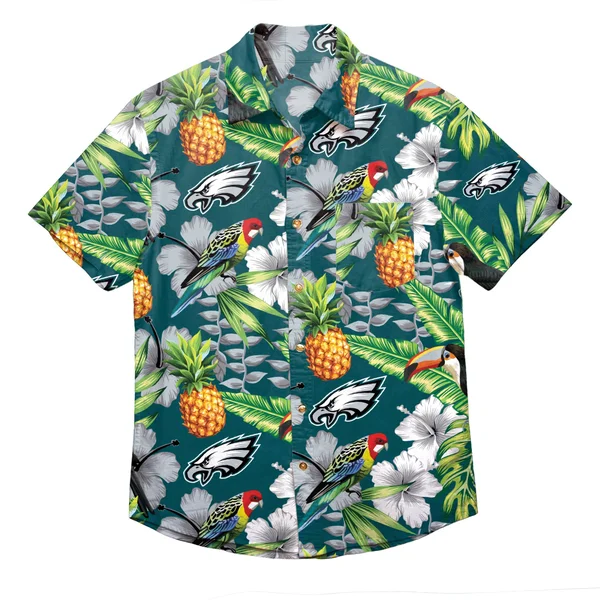 FOCO NFL Mens Floral Tropical Button Up Shirt