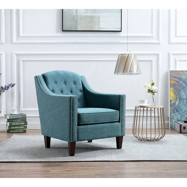 Carson Carrington Juresta Tufted Fabric and Rubberwood Club Chair - Blue