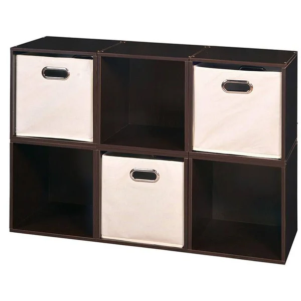 Niche Cubo Storage Set - 6 Cubes and 3 Canvas Bins Truffle/Natural