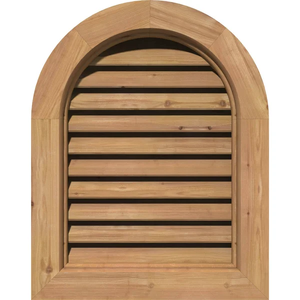 Ekena Millwork 24-in W x 32-in H Round Top Gable Vent (29-in W x 37-in H Frame Size): Unfinished - Functional, Smooth Western Red