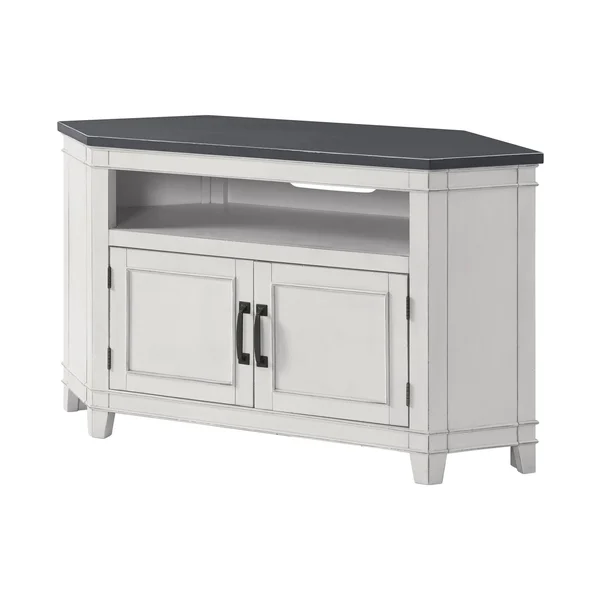 50 inch Wooden TV Stand with Open Shelve - Gray and Antique White