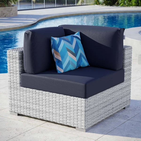 Convene Outdoor Patio Corner Chair Light Gray Charcoal Modway