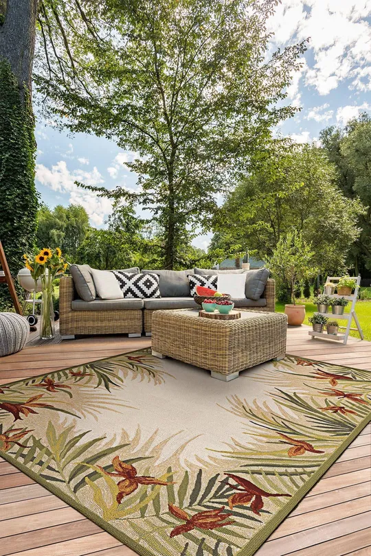 Couristan Covington Tropic Gardens Sand/Multi Area Rug - 3&6x22 x 5&6x22