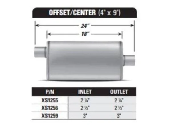 AP Exhaust Products Xs1256 Muffler - Xlerator Stainless Steel, Oval-o/c, 24in OAL, 2.50in