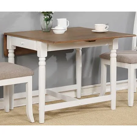 Hayley Rectangular Dining Table with Drop Leaf Pale Ale and White