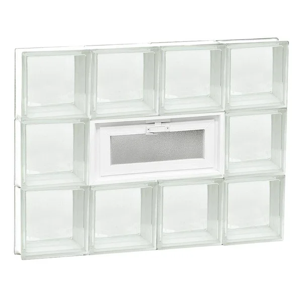 Clearly Secure 31 in. x 23.25 in. x 3.125 in. Frameless Clear Vented Glass Block Window 3224VCL