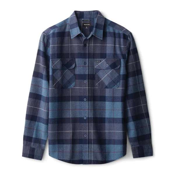 Brixton Bowery Flannel Shirt S - Navy, Navy/Carolina Blue