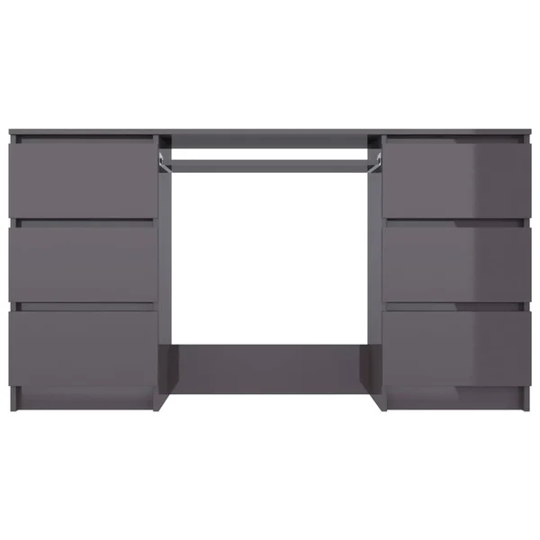 vidaXL Writing Desk High Gloss Gray 55.1x22x19.7x22x30.3x22 Chipboard