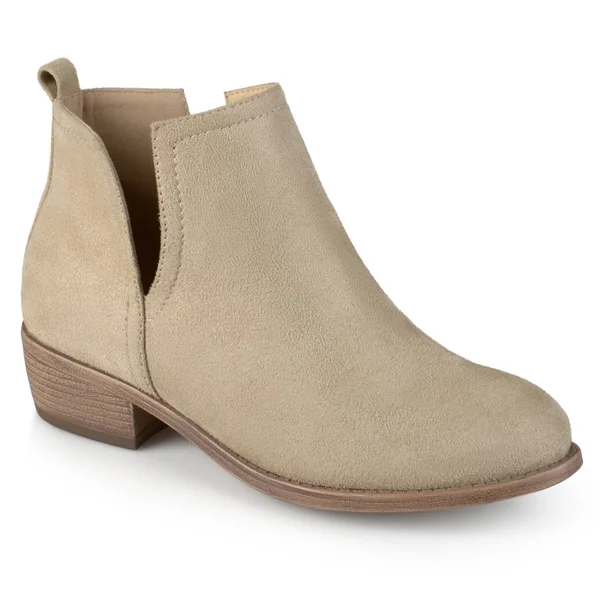 Journee Collection Women's &Rimi& Round Toe Faux Suede Boots Stone Medium 8.5