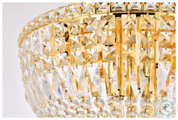 Elegant Lighting V2528F20G/RC Tranquil 10 Light Gold Flush Mount Clear Royal Cut Crystal