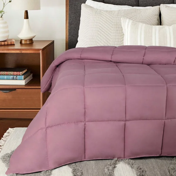 Blue Nile Mills Fluffy Luxurious Reversible Hypoallergenic Solid Down Alternative Comforter