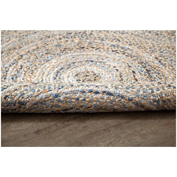 Anji Mountain 6& Round Kerala Denim & Jute Rug