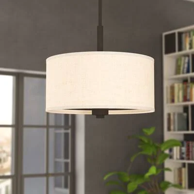 Ebern Designs Cisbrough 3-Light Drum Pendant - Beige