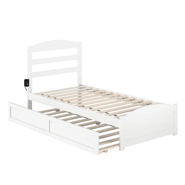 Atlantic Furniture Warren Walnut Twin Bed with Footboard and Twin Trundle - Brown