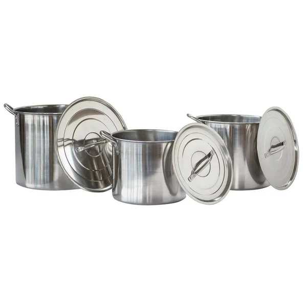 Amerihome 3-Piece Stainless Steel Stock Pot Set, Silver