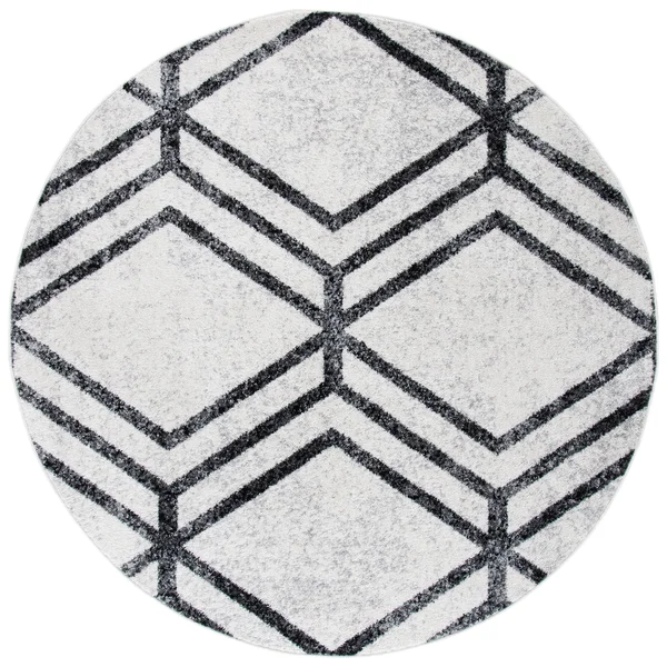 Safavieh Adirondack Rug Collection ADR253H - Black - Ivory - 6& x 6& Square