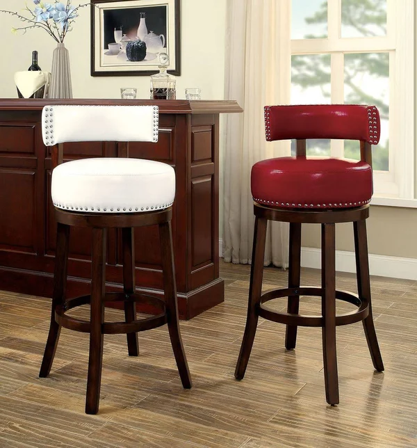 Furniture of America Shirley Red 29x22 Bar Stool Set of 2