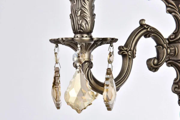Elegant Lighting 9602W10PW-GT/RC Monarch 2 Light Pewter Wall Sconce Golden Teak (Smoky) Royal Cut Crystal