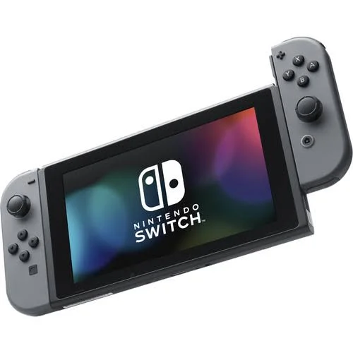 Nintendo Switch (Gray) Bundle with New Super Mario Bros U Deluxe + 6ave Cloth