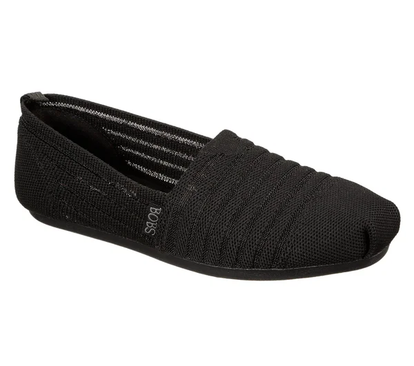 Skechers Women's Bobs Plush - Golden Hour Flats - Black/Black, 8.5