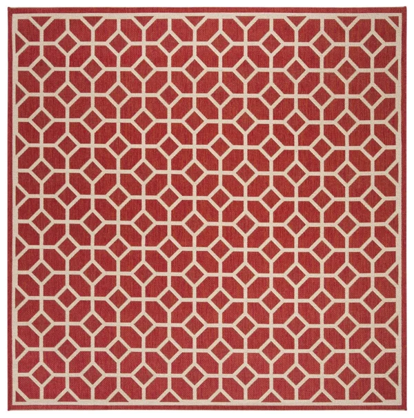 Safavieh Linden LND127Q 6&7x22 x 6&7x22 Square Red, Creme Area Rug