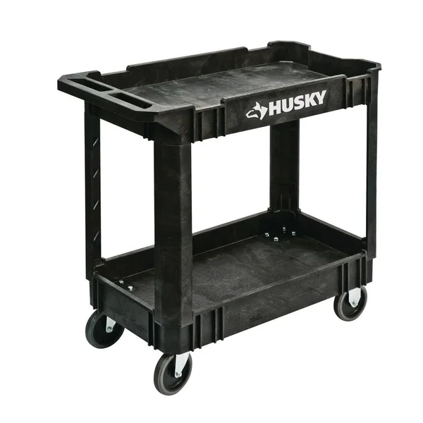 Husky 1866880 16 in. 2-Shelf Utility Cart - Black 12603