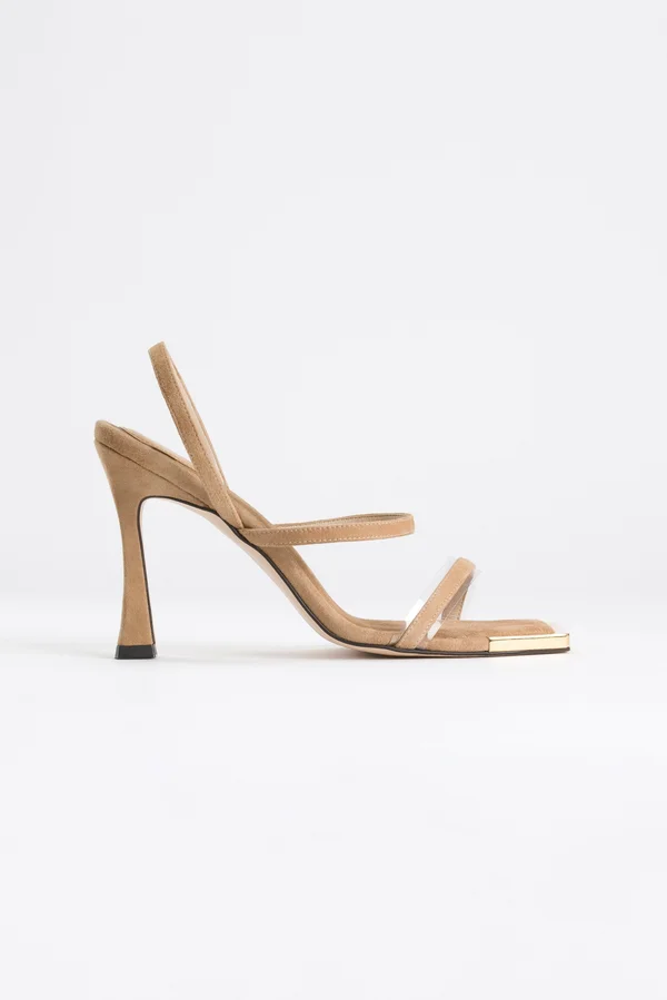Women's Good American The Standout Square Toe Sandal - Size 8.5 M - Beige (Nordstrom Exclusive)
