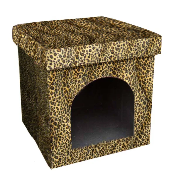 15.75H Collapsible Leopard Pet House