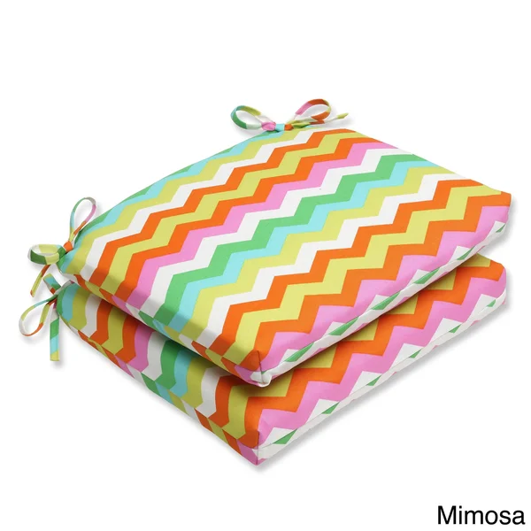 Pillow Perfect Outdoor Panama Wave Azure Squared Corners Seat Cushion (Set of 2)