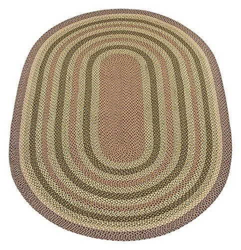 Earth Rugs, C-324 Olive/Burgundy/Gray Oval Braided Rug 6&x9&