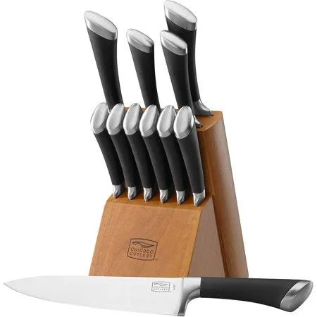 Chicago Cutlery Fusion High-Carbon Stainless Steel Knife Block Set, 12-Piece, Size: 9 x 6.44 x 15.38, Other