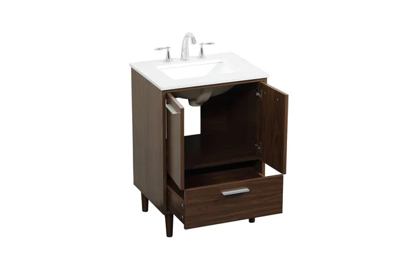 Elegant 24 inch Bathroom Vanity in Walnut VF47024MWT