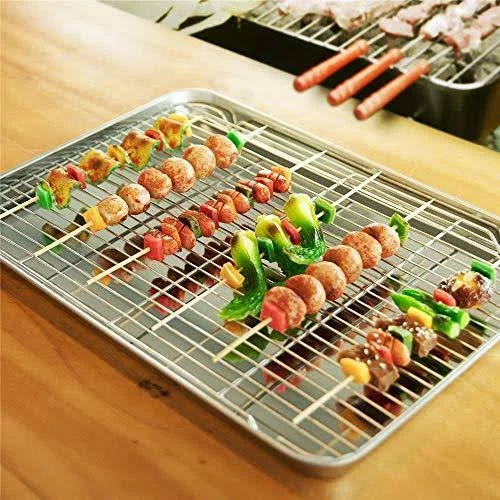 WEZVIX Large Baking Sheet with Cooling Rack Stainless Steel Baking Tray Cookie S