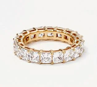 Diamonique Yellow Choice of Cut Band Ring14K Gold Clad - Size 6, Princess