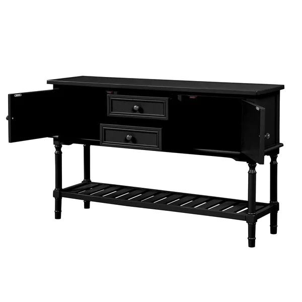 Merax Rusitic Console Table Sofa Table with 2 Drawers - 2 Cabinets and 1 Shelf - Navy Blue