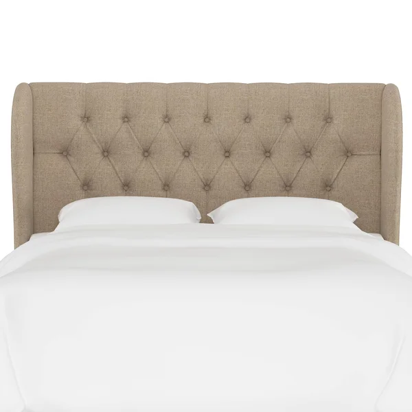 Skyline Furniture Tufted Wingback Upholstered Headboard, California King, Sandstone Linen