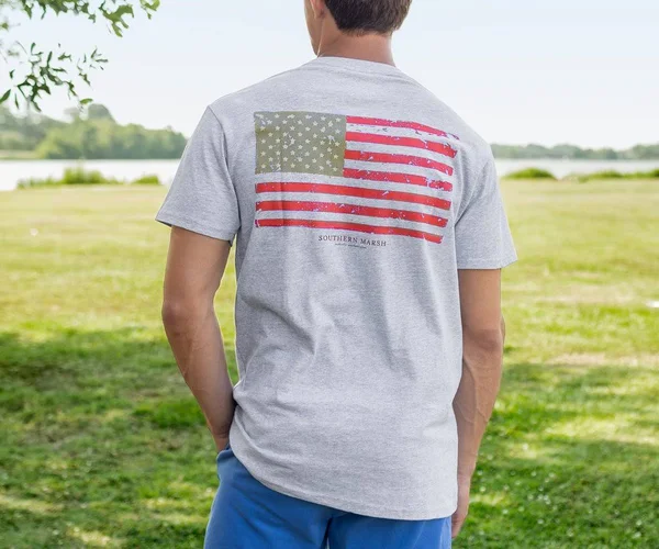 Southern Marsh Vintage Flag Pocket Tee Light Gray - L