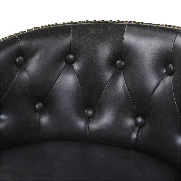 Jennifer Taylor Home Davidson 26x22 Faux Leather Swivel Counter Height Bar Stool in Vintage Black