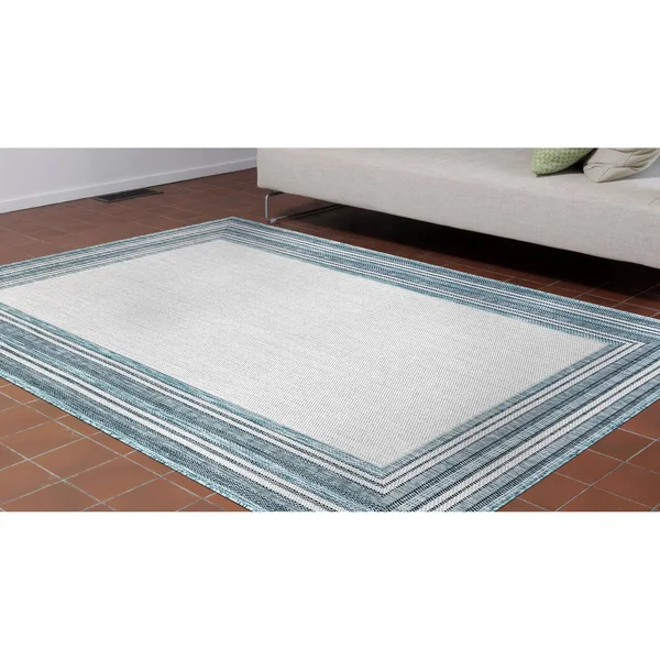 Liora Manne Carmel Multi Border Indoor/Outdoor Rug - Black 23x22 x 7&6x22 Runner