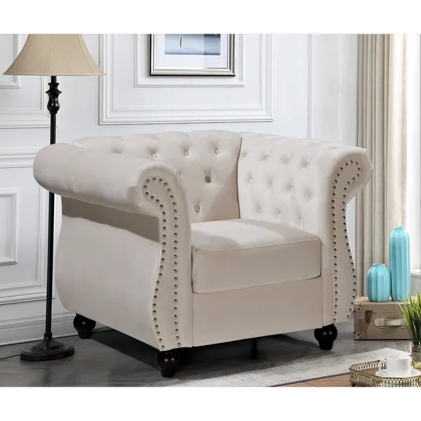 Kemos Classy Velvet Chesterfield Armchair - Green