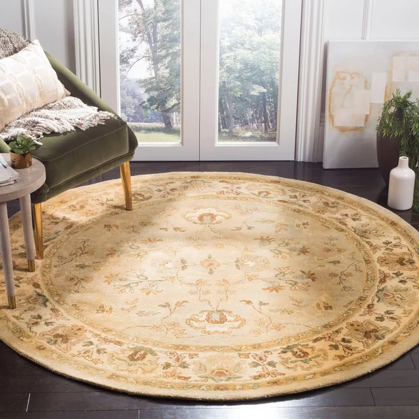 Safavieh Bergama BRG135A Ivory and Light Grey 8&0x22 x 8& Round Area Rug
