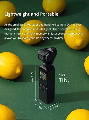 DJI Osmo Pocket Gimbal 3-Axis Stabilized Handheld Camera with 128GB SD Card Supports 4K Video